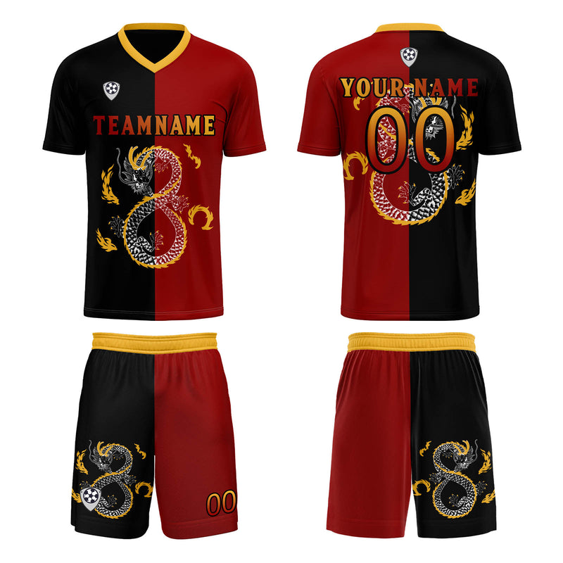 Custom Red Black Soccer Jerseys for Men Women Personalized Soccer Uniforms for Adult and Kid