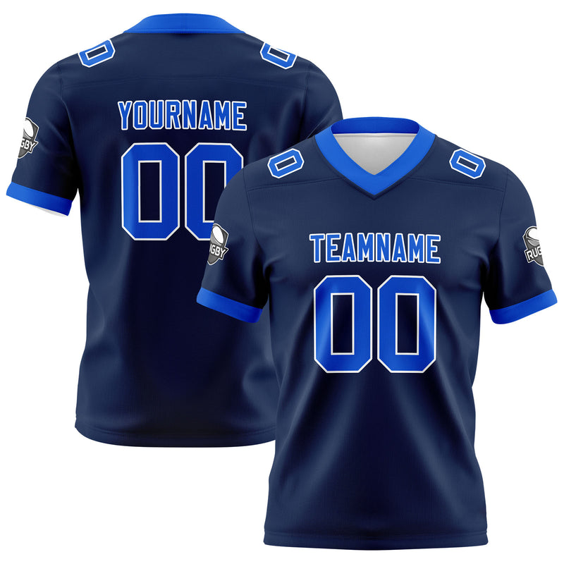 Custom Navy Thunder Blue Football Jersey Personalized Football Shirts for Men Women  Printed Team Name Number Logo