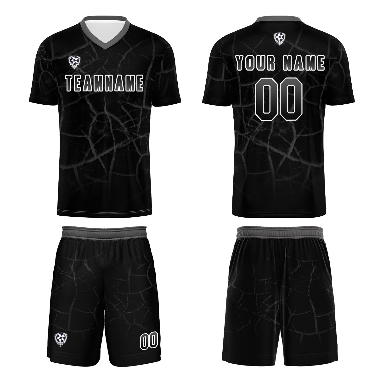 Custom Black Grey Jerseys for Men Women Personalized Soccer Uniforms for Adult and Kid enthsush
