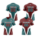 Custom Green Red Reversible Football Jersey Personalized Gradient Football Shirts for Men Printed Team Name Number Logo