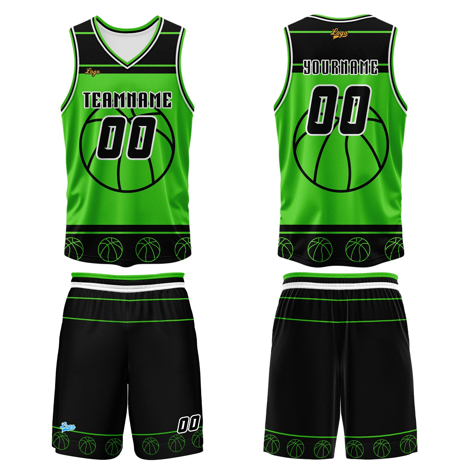 Custom Black Green Basketball Jersey Uniform Suit Printed Your Logo Name Number enthsush