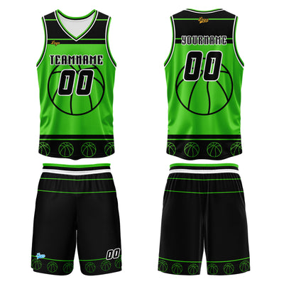 Custom Black Green Basketball Jersey Uniform Suit Printed Your Logo Name Number enthsush