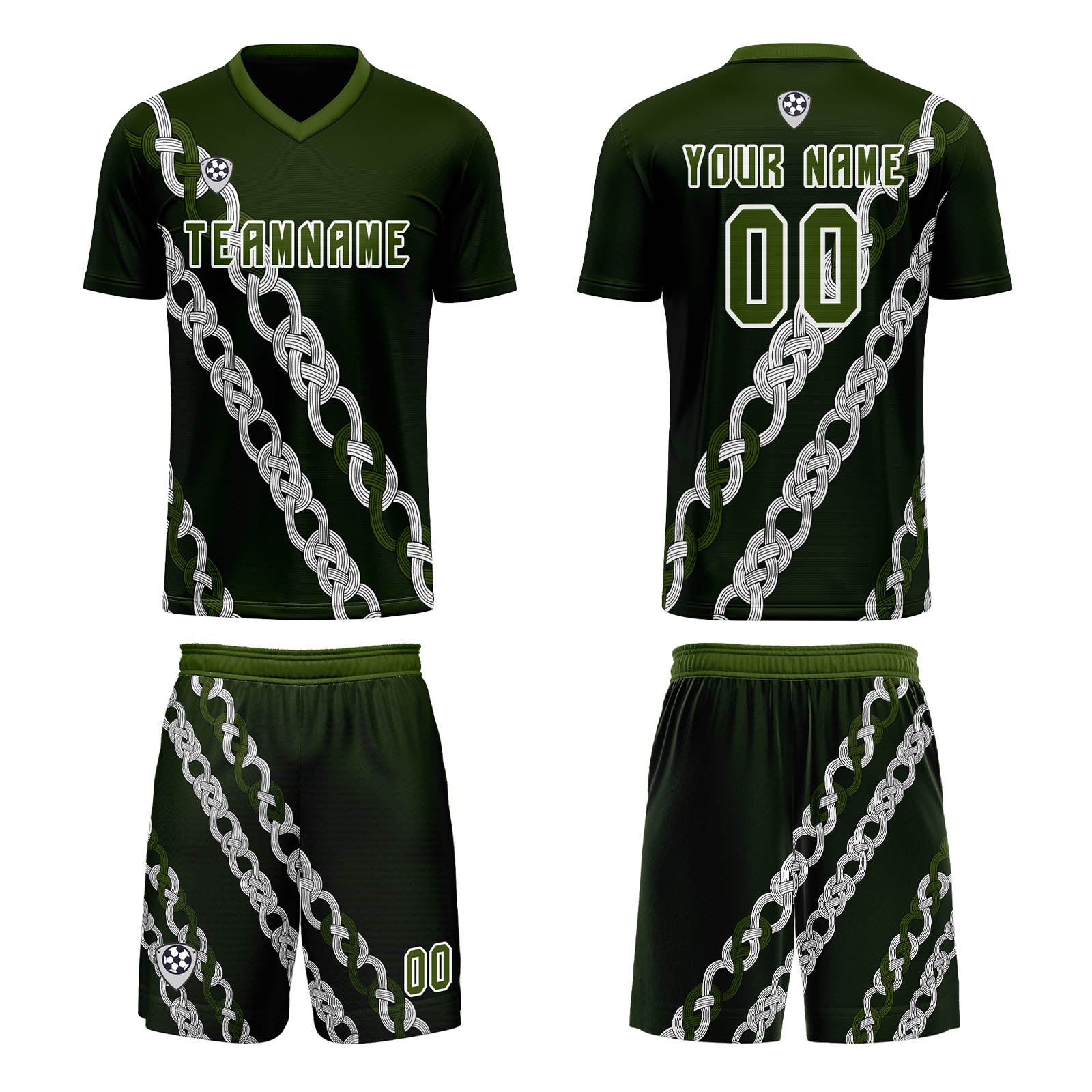 Custom Green Jerseys for Men Women Personalized Soccer Uniforms for Adult and Kid enthsush