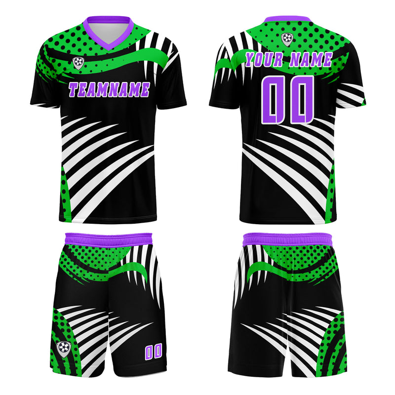Custom Green Purple Jerseys for Men Women Personalized Soccer Uniforms for Adult and Kid