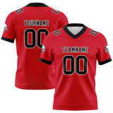 Custom Red Black Football Jersey Personalized Football Shirts for Men Women  Printed Team Name Number Logo