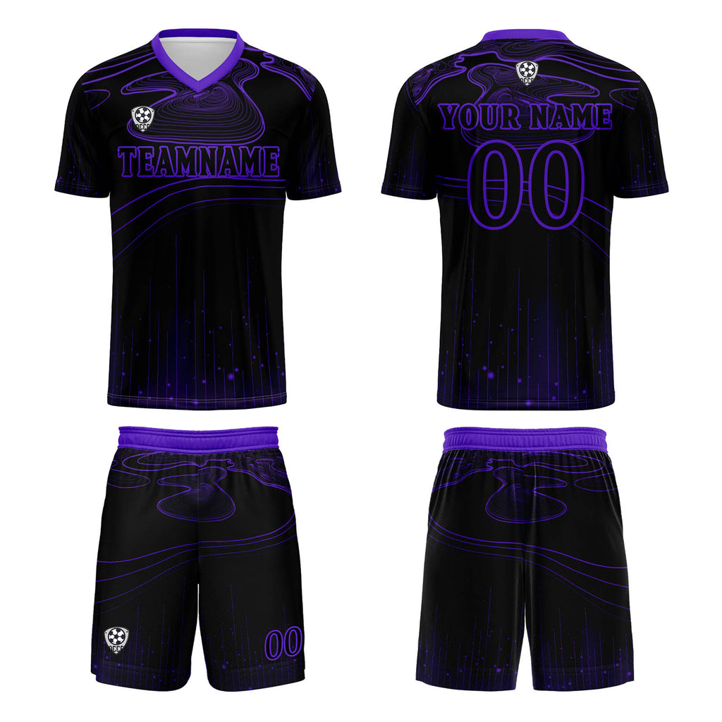 Custom Black Purple Soccer Jerseys for Men Women Personalized Soccer Uniforms for Adult and Kid enthsush