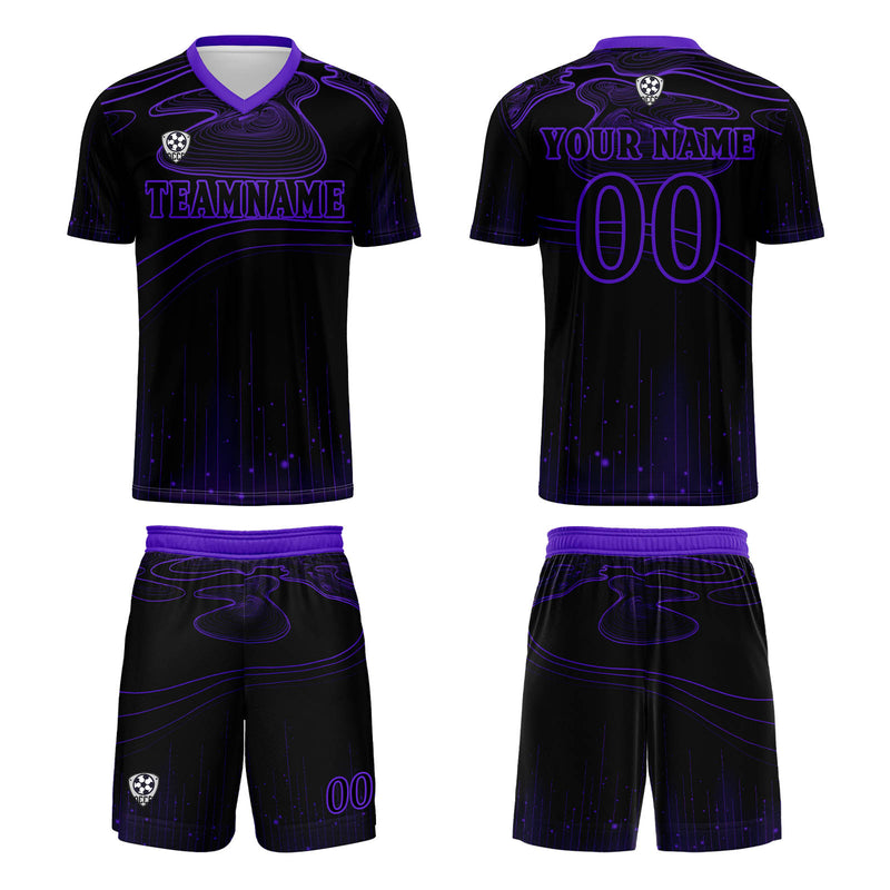 Custom Black Purple Soccer Jerseys for Men Women Personalized Soccer Uniforms for Adult and Kid