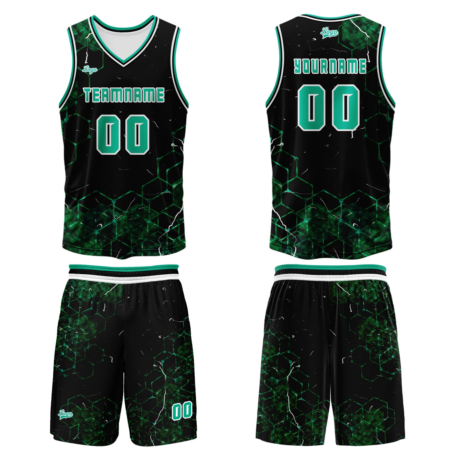 Custom  Green Basketball Jersey Uniform Suit Printed Your Logo Name Number enthsush