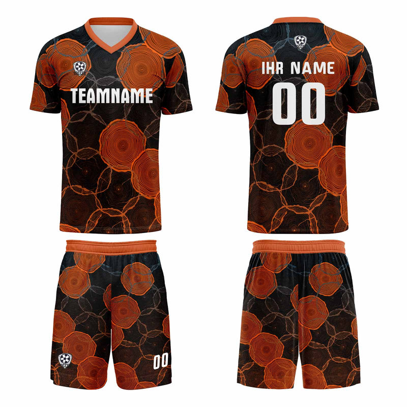 Custom Black Orange Jerseys for Men Women Personalized Soccer Uniforms for Adult and Kid