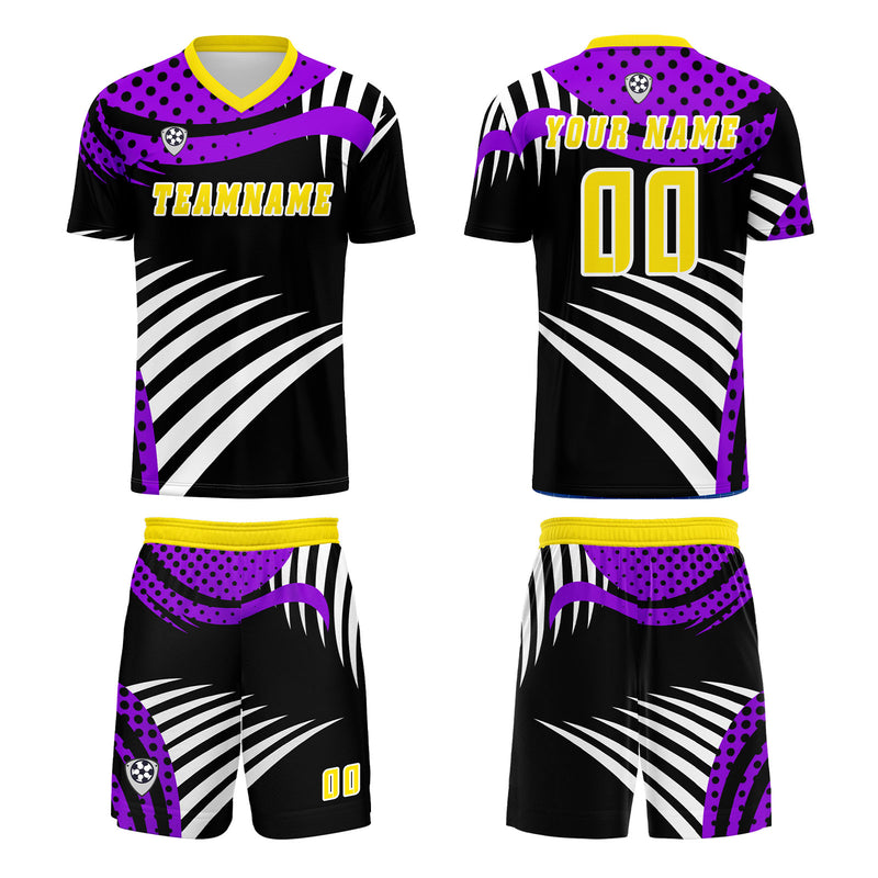 Custom Yellow Purple Jerseys for Men Women Personalized Soccer Uniforms for Adult and Kid