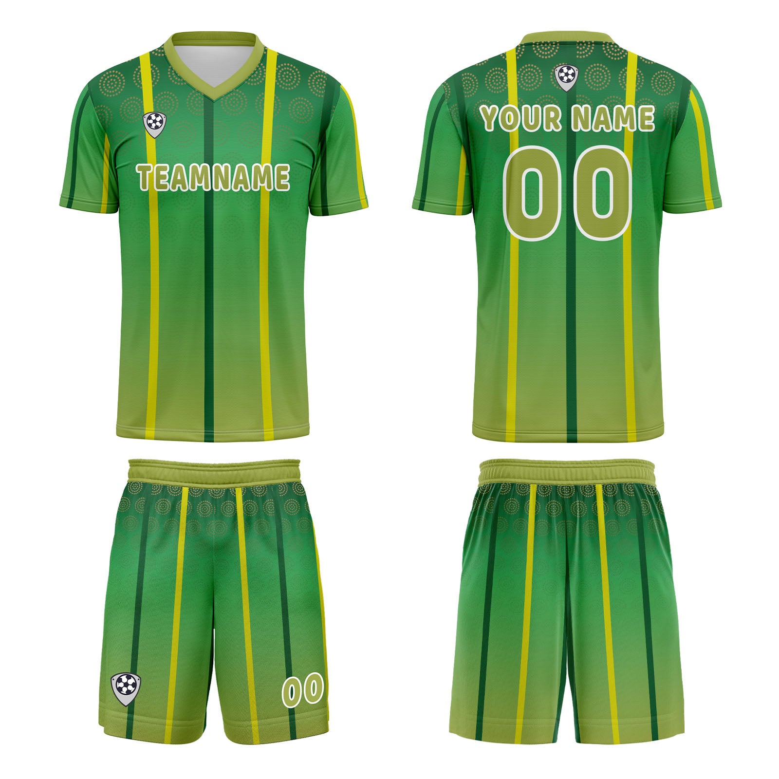 Custom Yellow Green Jerseys for Men Women Personalized Soccer Uniforms for Adult and Kid enthsush