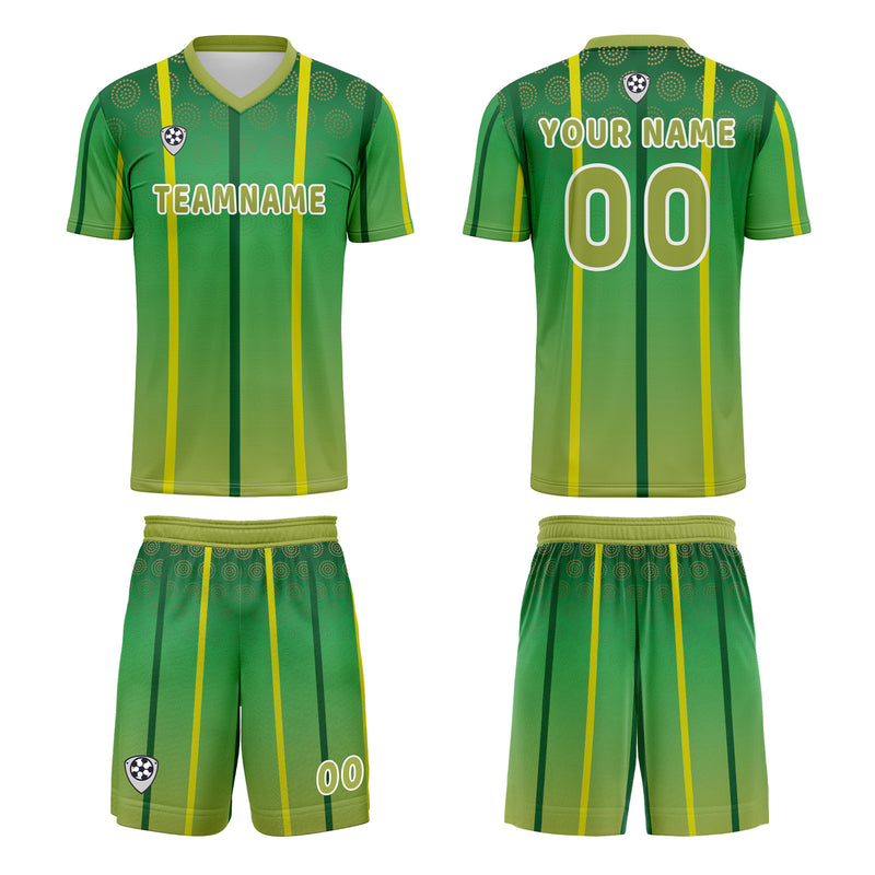 Custom Yellow Green Jerseys for Men Women Personalized Soccer Uniforms for Adult and Kid