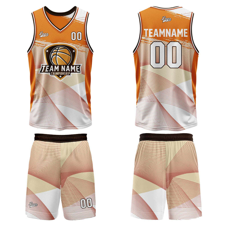 Custom Orange Basketball Jersey Uniform Suit Printed Your Logo Name Number