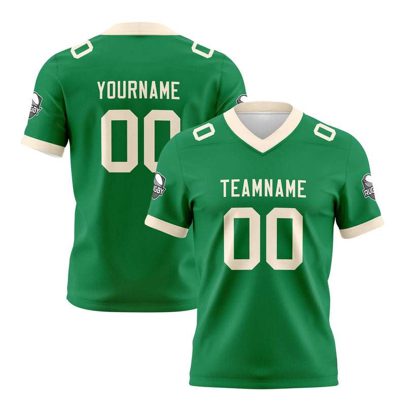 Custom Green Cream Football Jersey Personalized Football Shirts for Men Women  Printed Team Name Number Logo