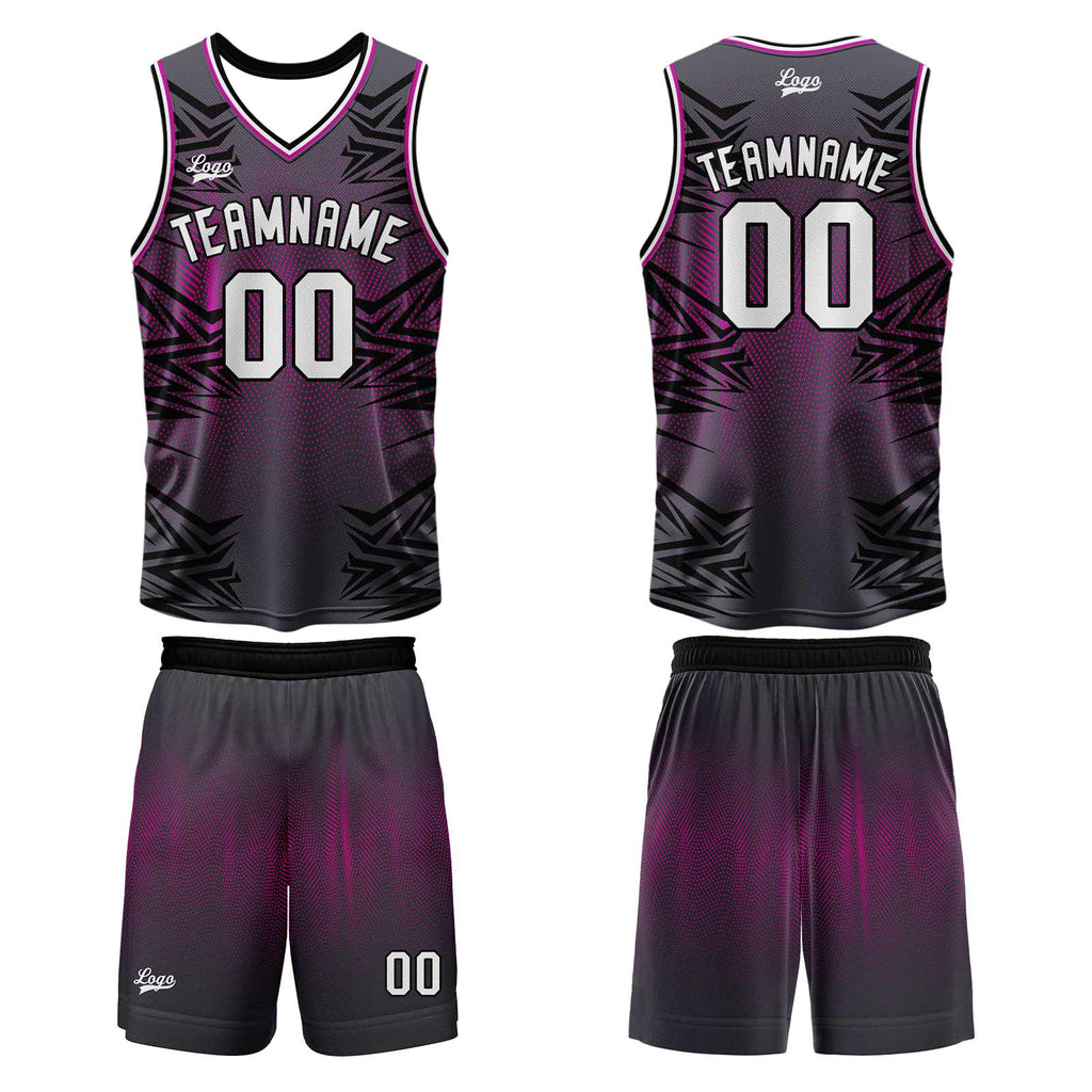 Custom Gray Black Basketball Jersey Uniform Suit Printed Your Logo Name Number enthsush
