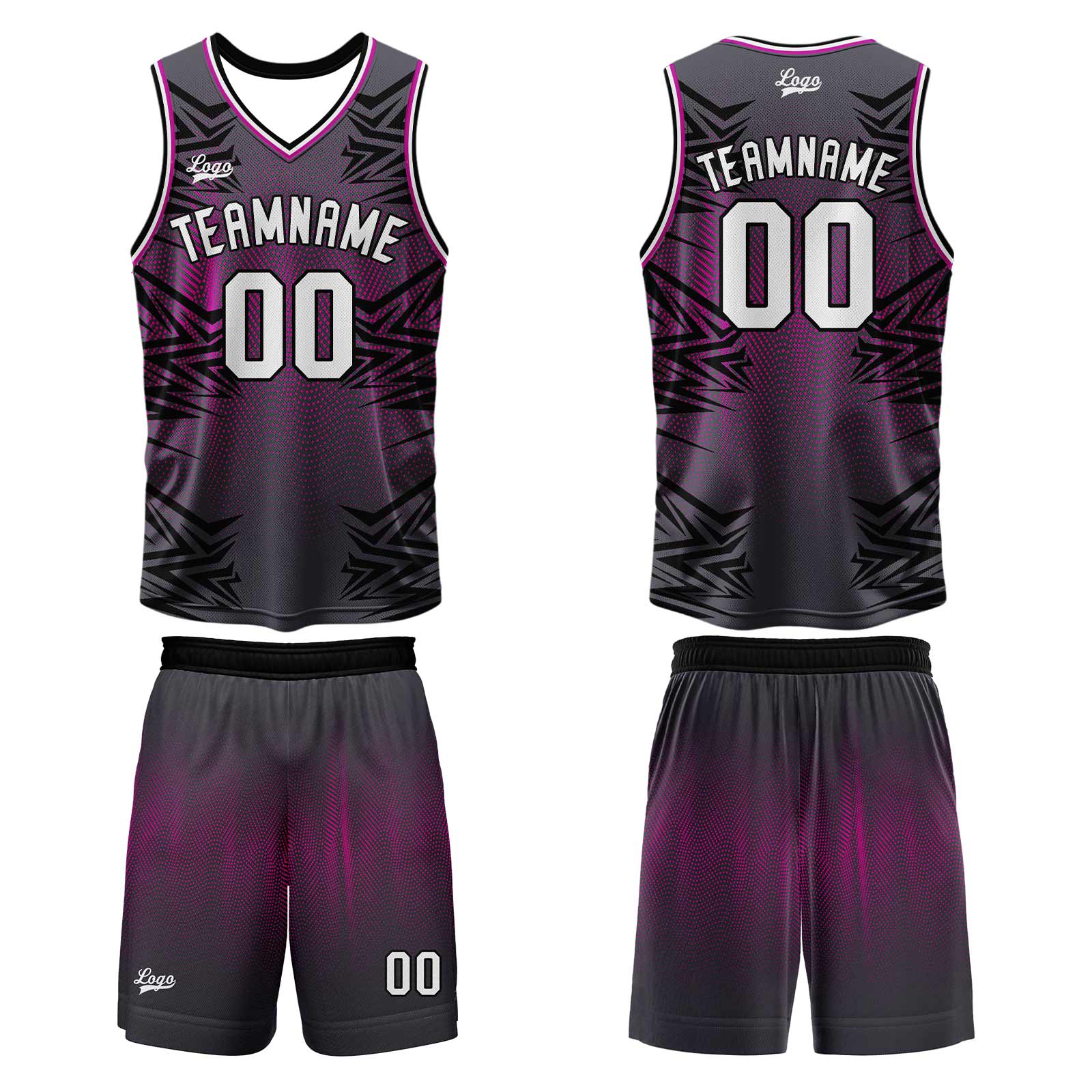 Custom Gray Black Basketball Jersey Uniform Suit Printed Your Logo Name Number enthsush