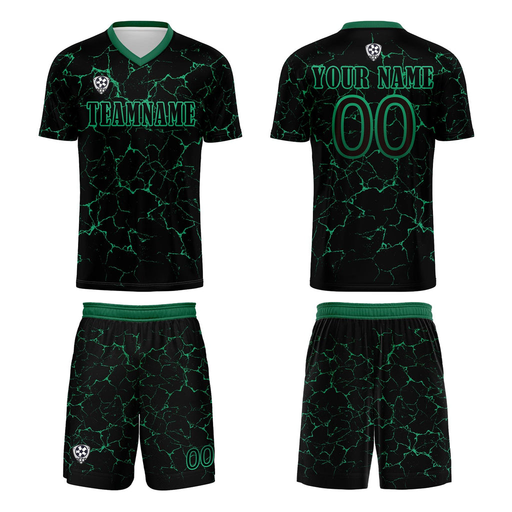 Custom Black Green Jerseys for Men Women Personalized Soccer Uniforms for Adult and Kid enthsush
