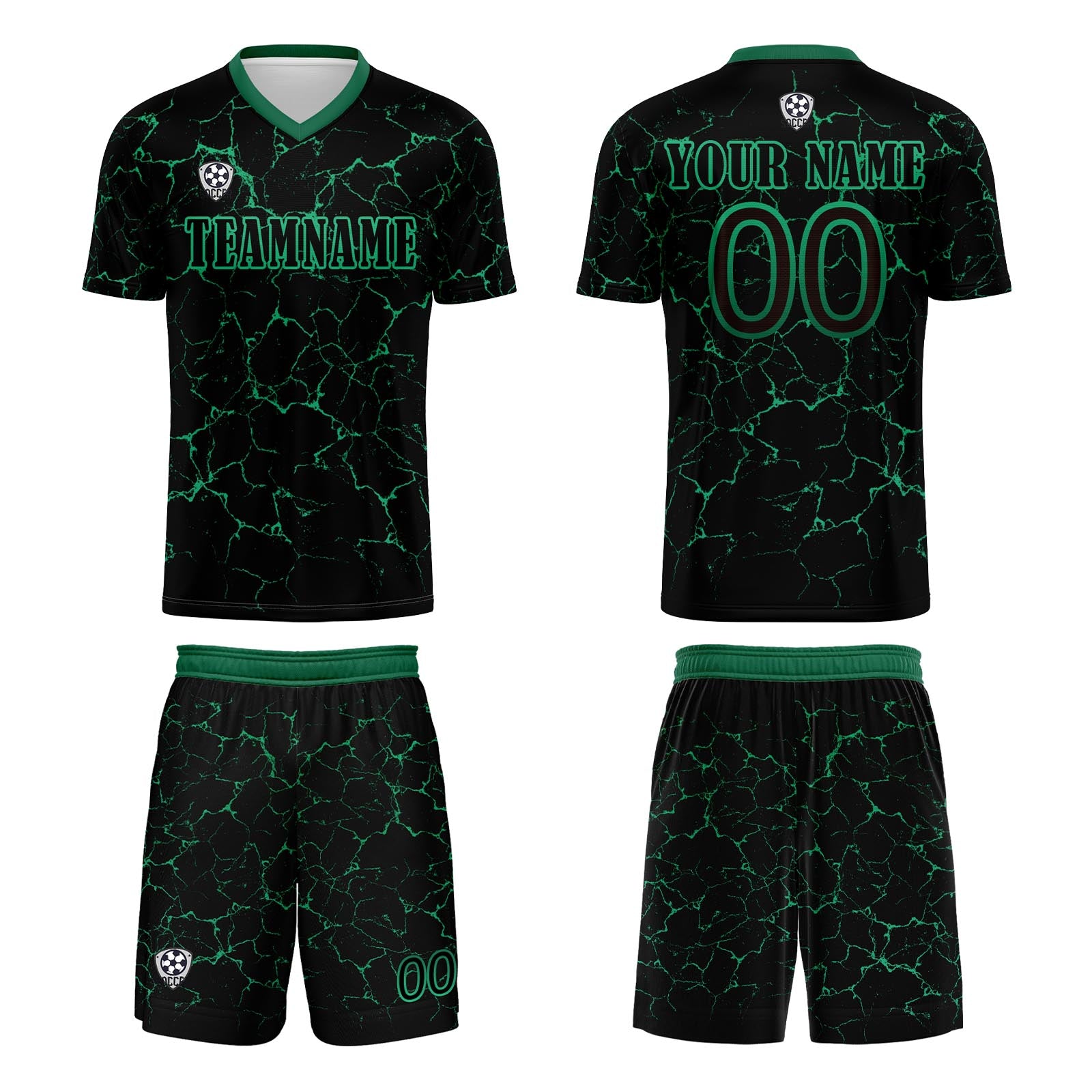 Custom Black Green Jerseys for Men Women Personalized Soccer Uniforms for Adult and Kid enthsush