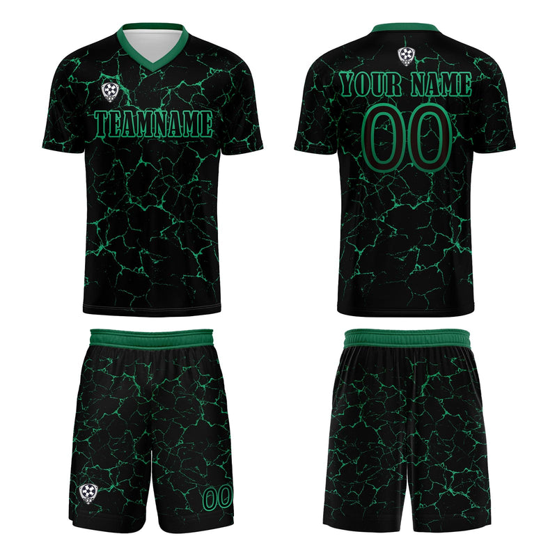 Custom Black Green Jerseys for Men Women Personalized Soccer Uniforms for Adult and Kid