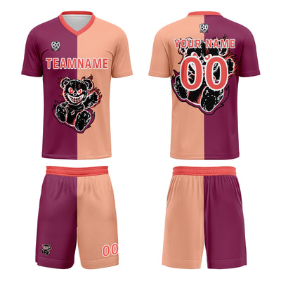 Custom Fuchsia Light Brown Jerseys for Men Women Personalized Soccer Uniforms for Adult and Kid enthsush