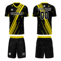 Custom Black Yellow Jerseys for Men Women Personalized Soccer Uniforms for Adult and Kid enthsush