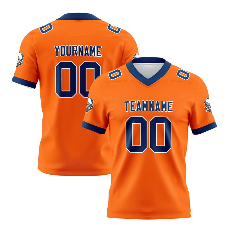 Custom Orange Blue Football Jersey Personalized Football Shirts for Men Women  Printed Team Name Number Logo