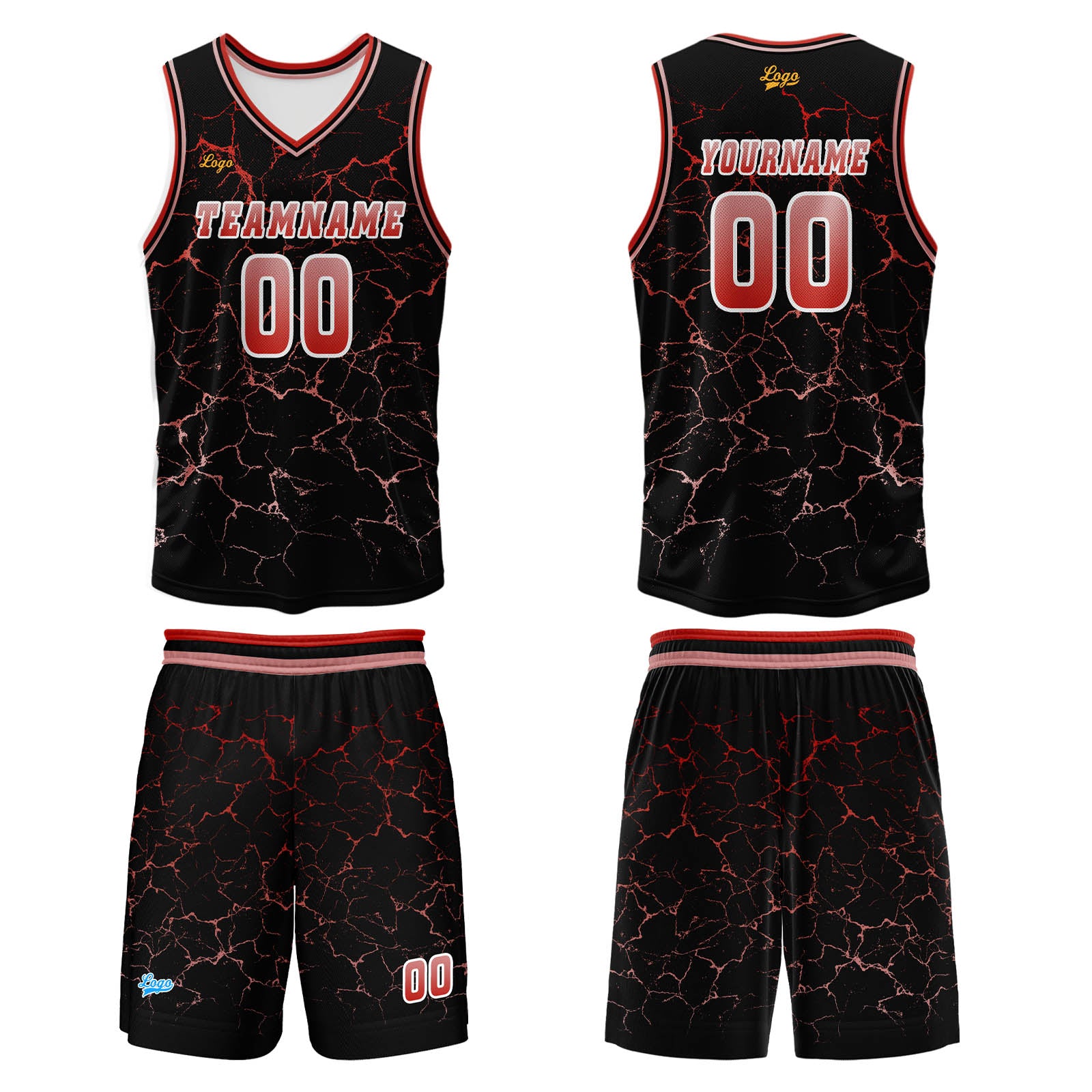 Custom Red Basketball Jersey Uniform Suit Printed Your Logo Name Number enthsush