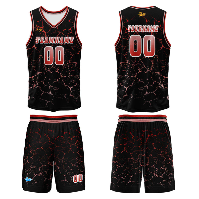 Custom Red Basketball Jersey Uniform Suit Printed Your Logo Name Number