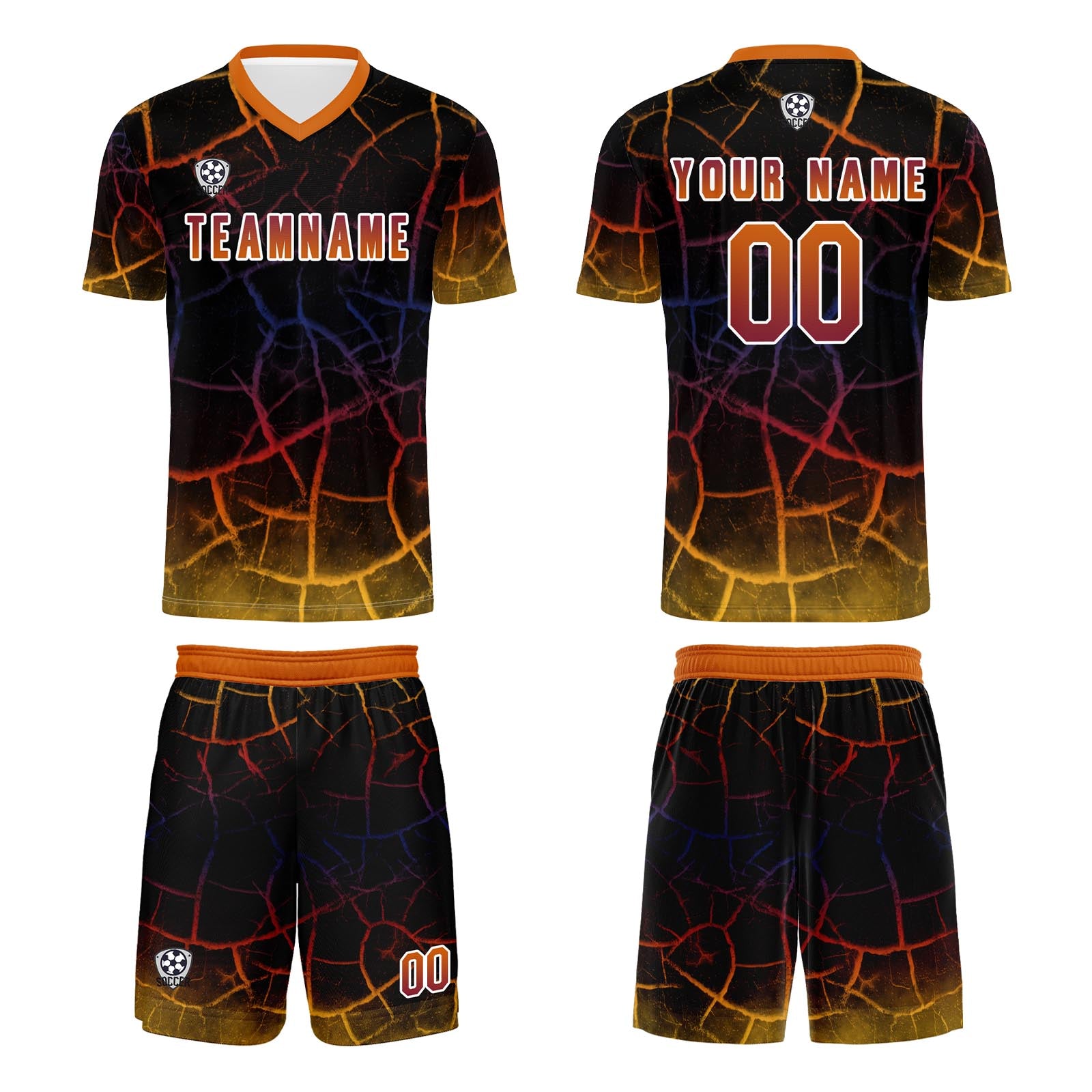 Custom Black Orange Jerseys for Men Women Personalized Soccer Uniforms for Adult and Kid enthsush