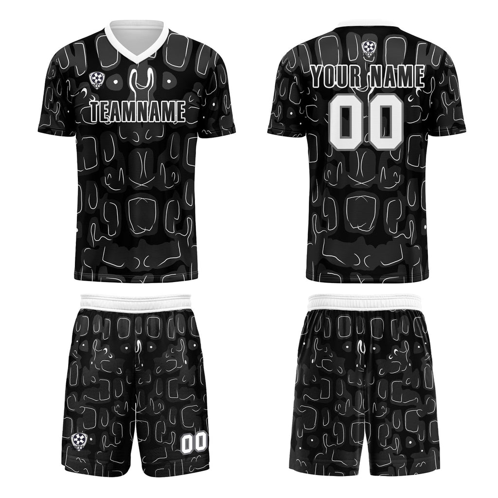 Custom Black Grey Jerseys for Men Women Personalized Soccer Uniforms for Adult and Kid enthsush