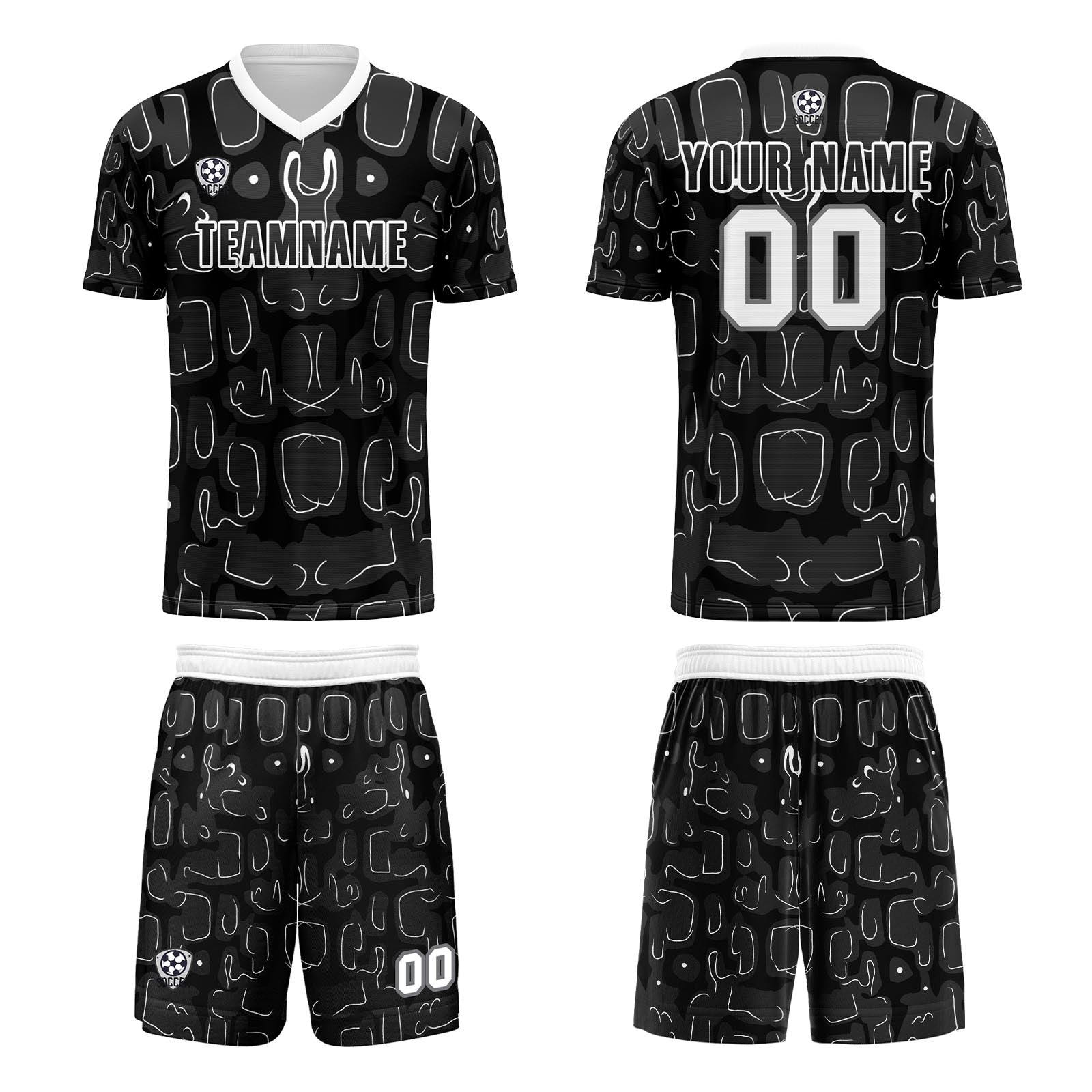 Custom Black Grey Jerseys for Men Women Personalized Soccer Uniforms for Adult and Kid enthsush