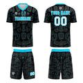 Custom Black Blue Cyan Jerseys for Men Women Personalized Soccer Uniforms for Adult and Kid enthsush