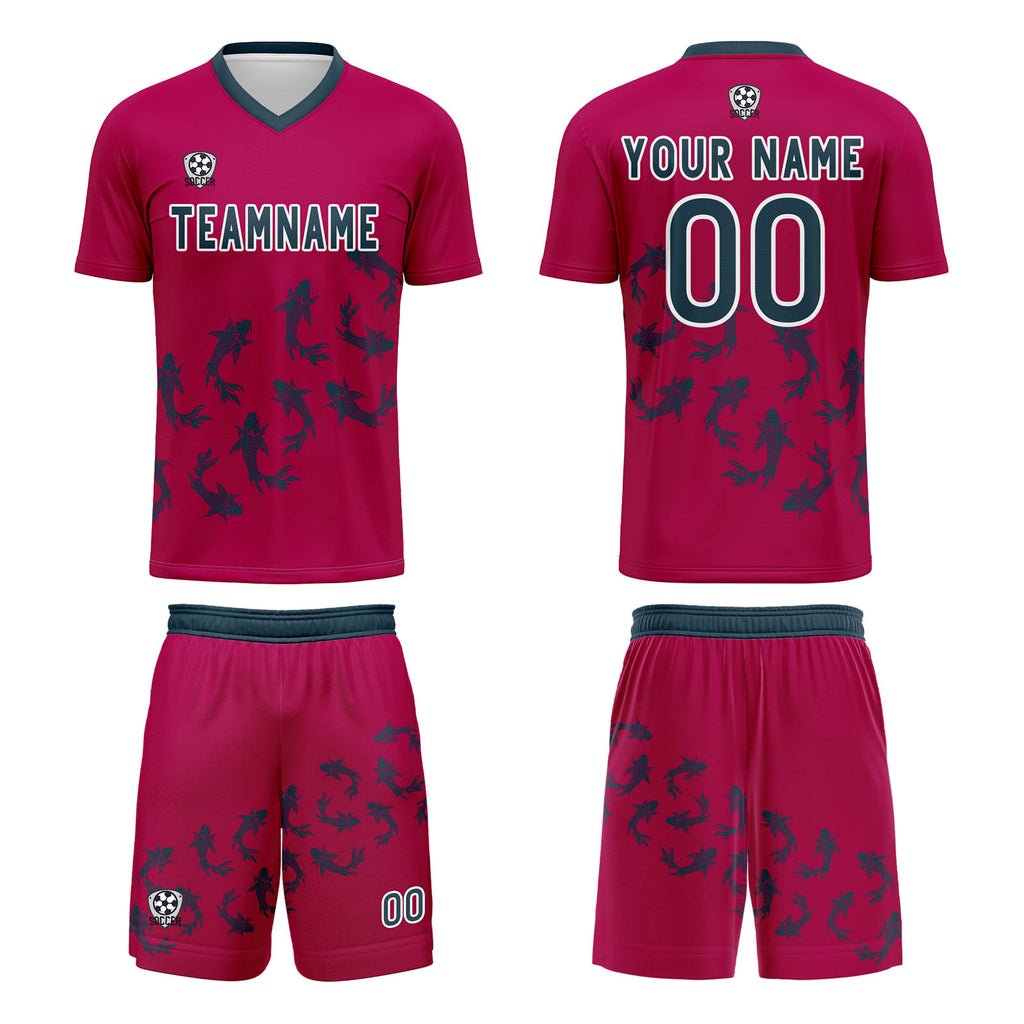 Custom Rose Red Jerseys for Men Women Personalized Soccer Uniforms for Adult and Kid enthsush