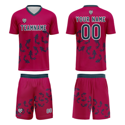 Custom Rose Red Jerseys for Men Women Personalized Soccer Uniforms for Adult and Kid enthsush