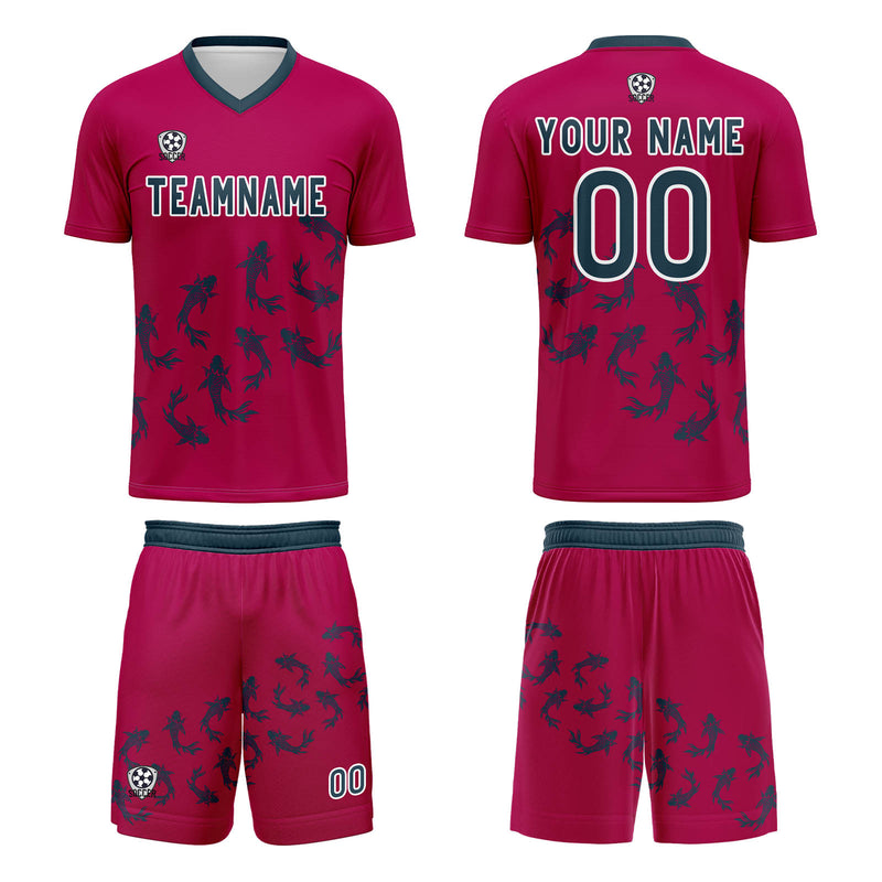Custom Rose Red Jerseys for Men Women Personalized Soccer Uniforms for Adult and Kid
