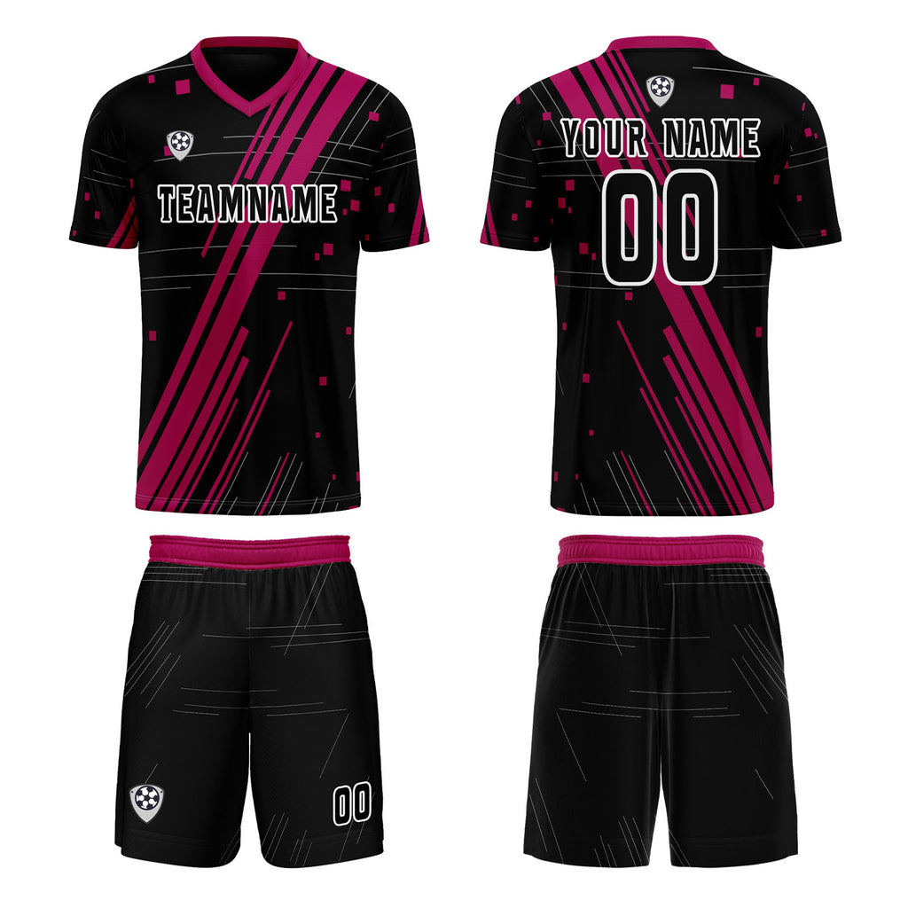 Custom Black Rose Red Jerseys for Men Women Personalized Soccer Uniforms for Adult and Kid enthsush