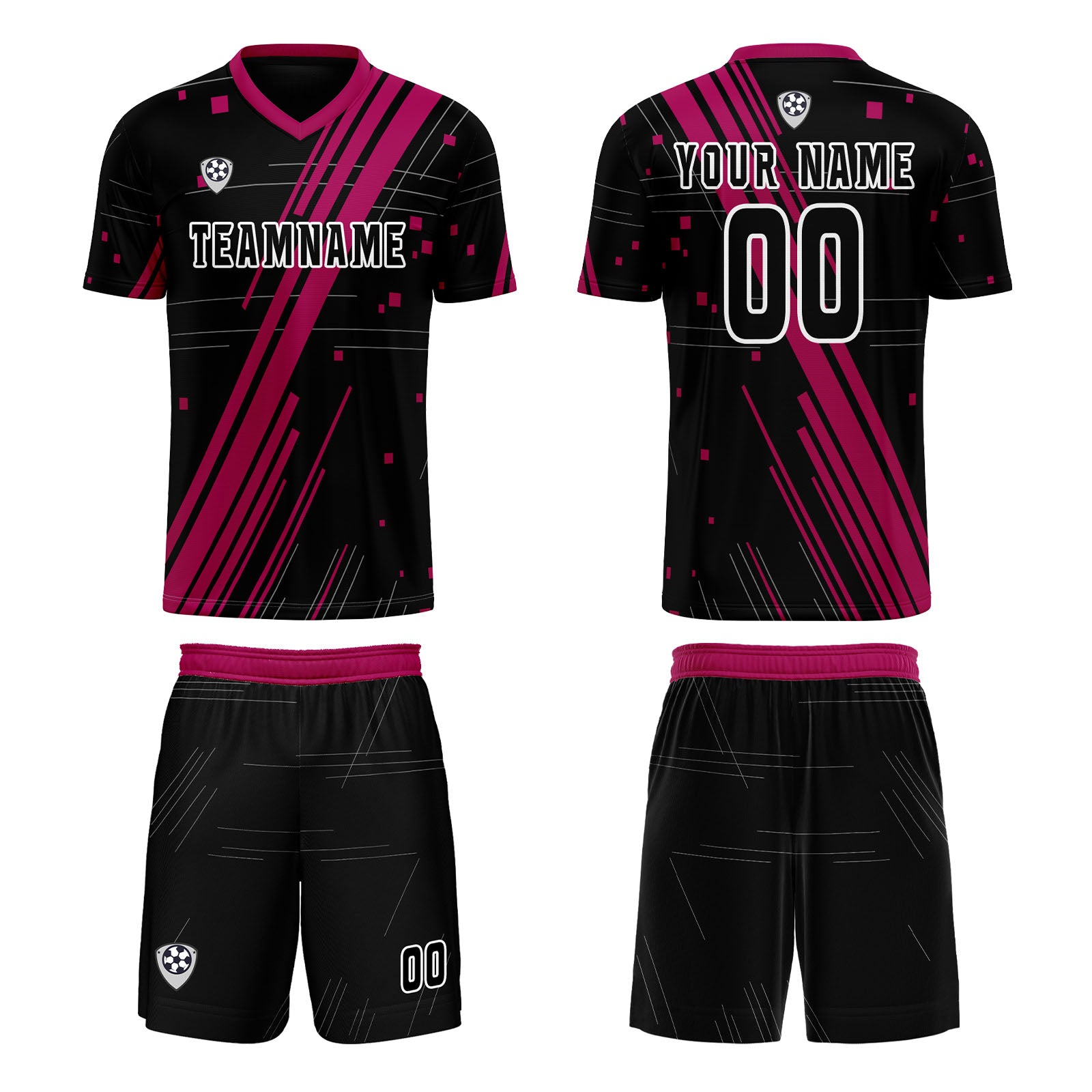 Custom Black Rose Red Jerseys for Men Women Personalized Soccer Uniforms for Adult and Kid enthsush