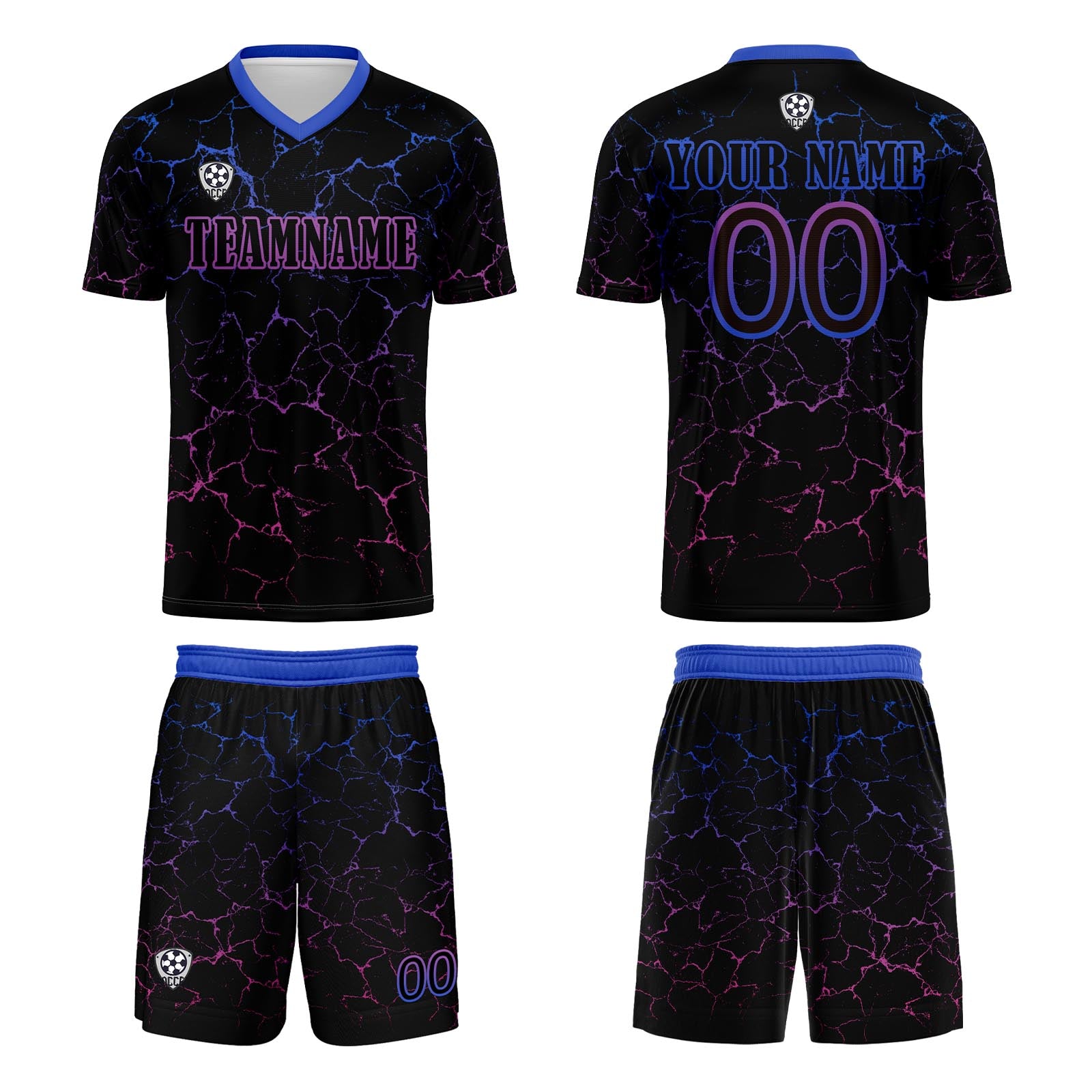 Custom Black Rose Purple Jerseys for Men Women Personalized Soccer Uniforms for Adult and Kid enthsush