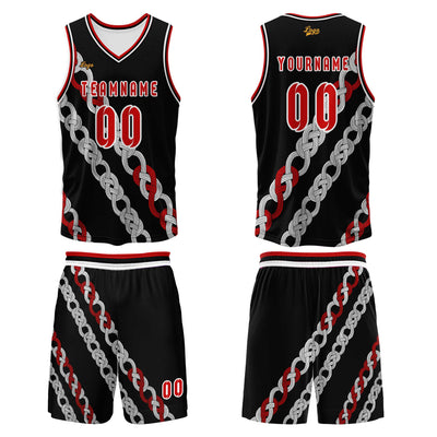 Custom Black Red Basketball Jersey Uniform Suit Printed Your Logo Name Number enthsush