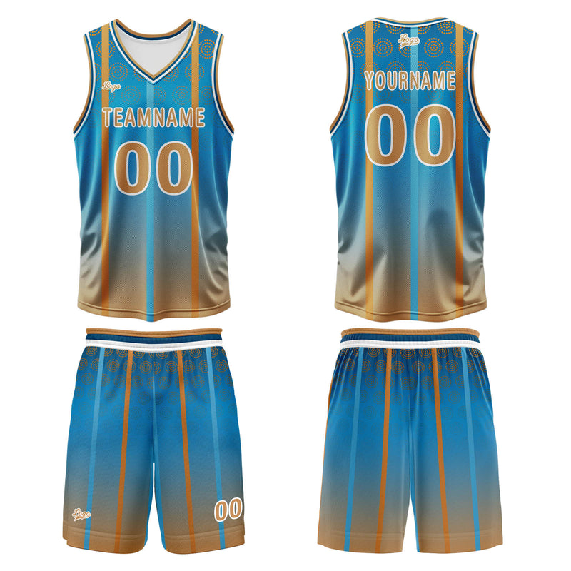 Custom Blue Brown Basketball Jersey Uniform Suit Printed Your Logo Name Number