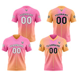 Custom Orange Pink Reversible Football Jersey Personalized Gradient Football Shirts for Men Printed Team Name Number Logo