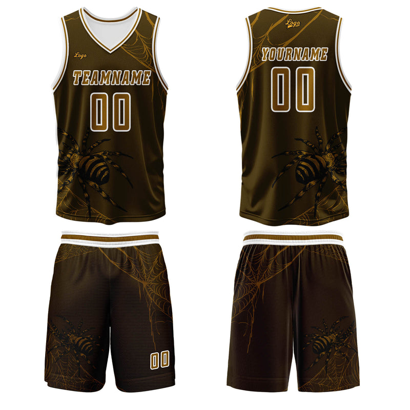 Custom Brown Basketball Jersey Uniform Suit Printed Your Logo Name Number