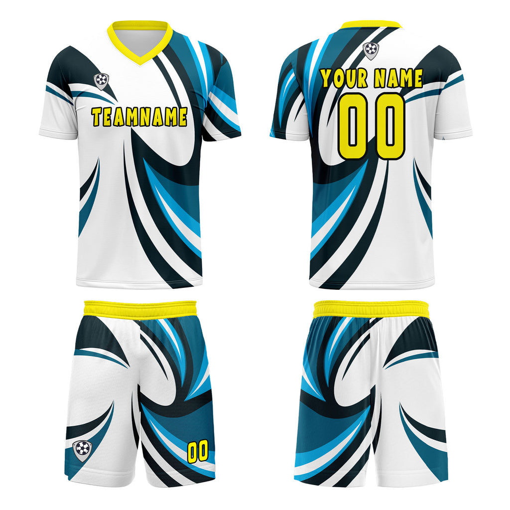 Custom White Blue Jerseys for Men Women Personalized Soccer Uniforms for Adult and Kid enthsush