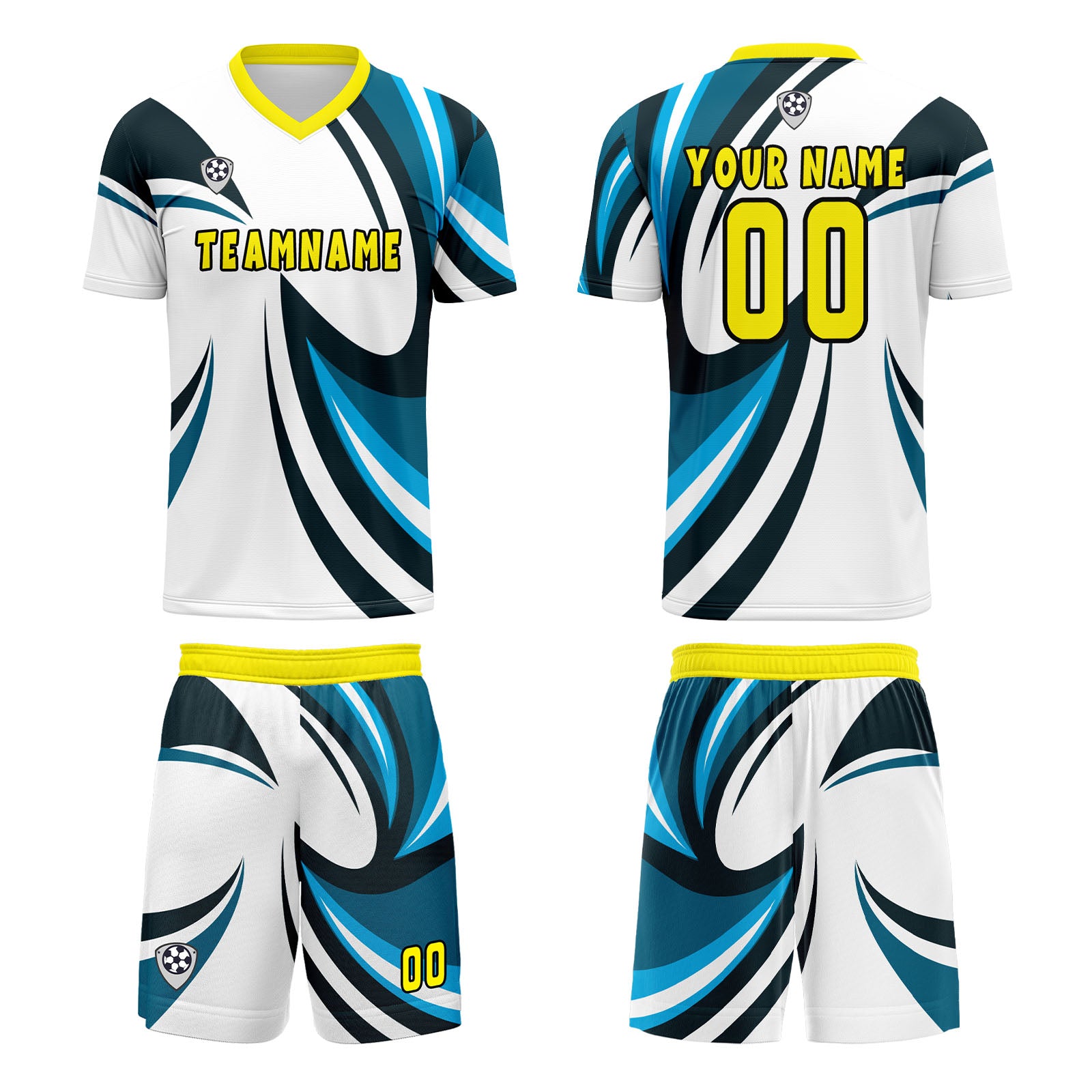 Custom White Blue Jerseys for Men Women Personalized Soccer Uniforms for Adult and Kid enthsush