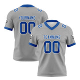 Custom Grey Blue Football Jersey Personalized Football Shirts for Men Women  Printed Team Name Number Logo
