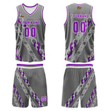 Custom Gray Violet Basketball Jersey Uniform Suit Printed Your Logo Name Number