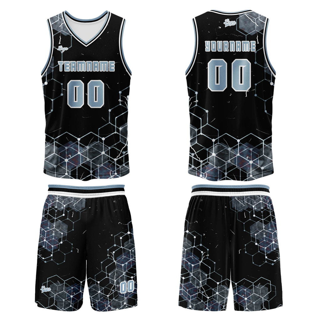 Custom Gray Blue Basketball Jersey Uniform Suit Printed Your Logo Name Number enthsush