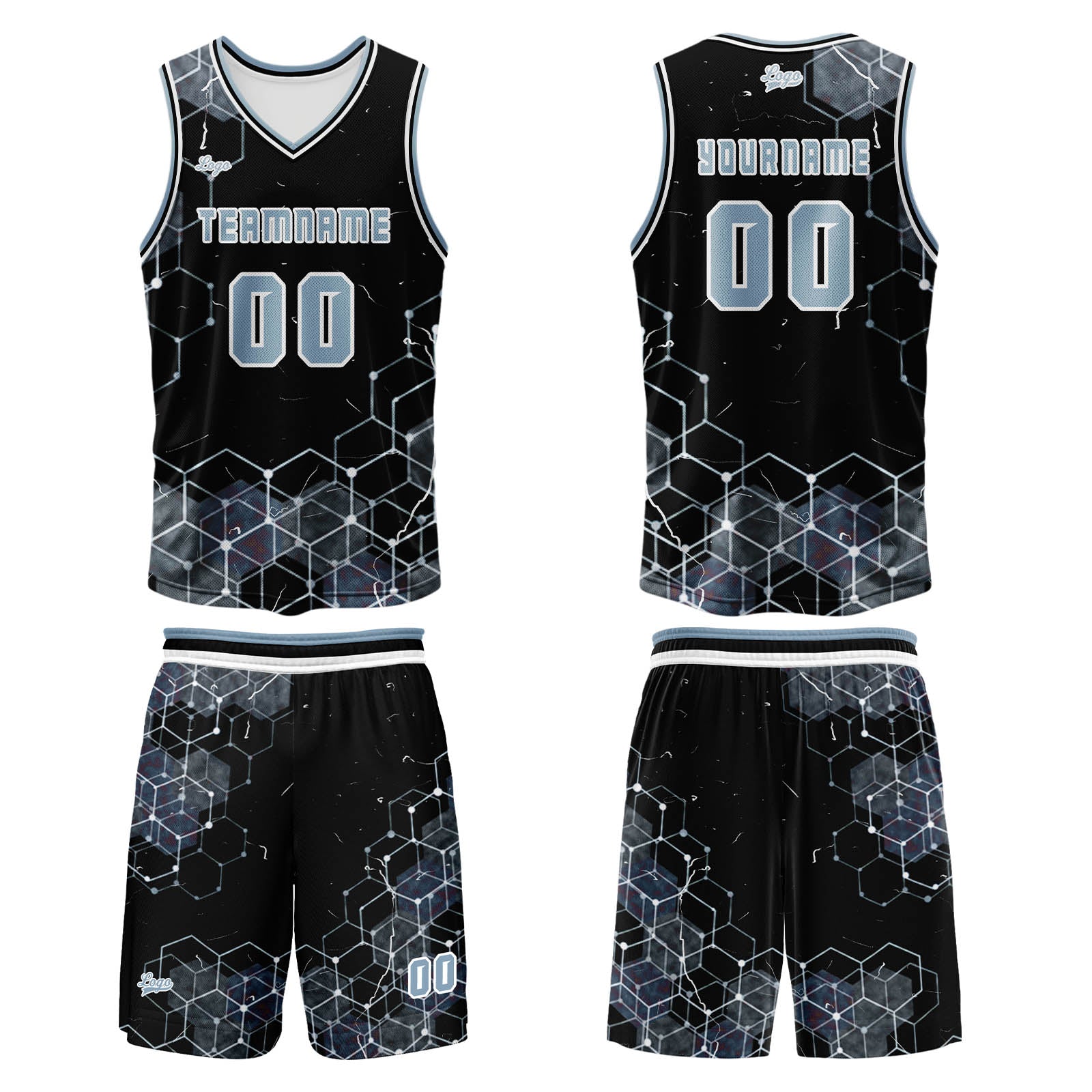 Custom Gray Blue Basketball Jersey Uniform Suit Printed Your Logo Name Number enthsush