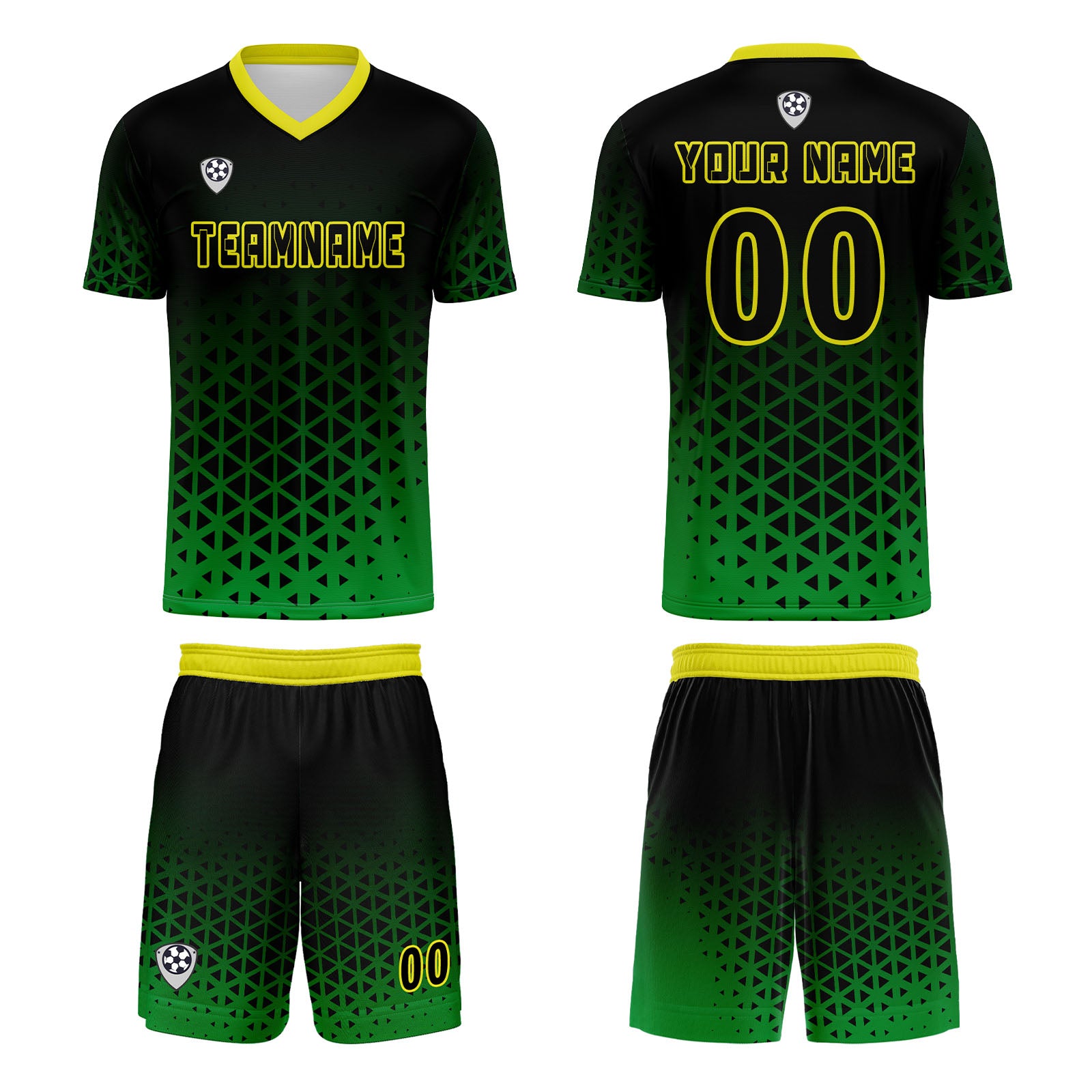 Custom Green Yellow Jerseys for Men Women Personalized Soccer Uniforms for Adult and Kid enthsush