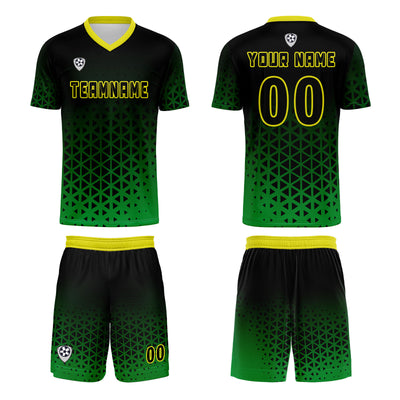 Custom Green Yellow Jerseys for Men Women Personalized Soccer Uniforms for Adult and Kid enthsush